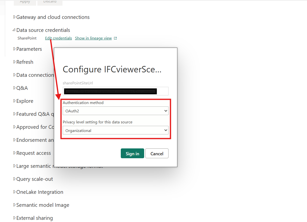 Configure data source credentials