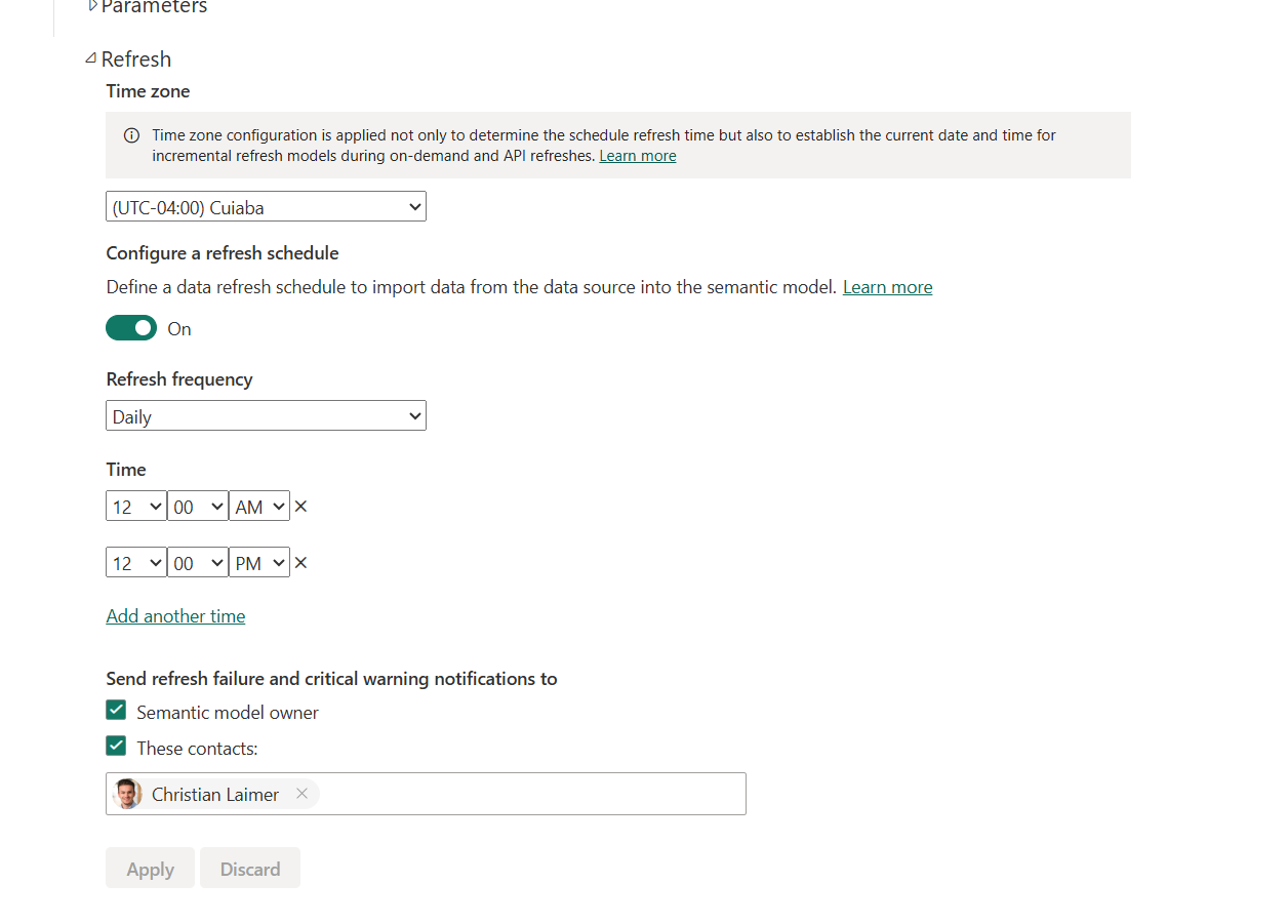 Configure scheduled refresh