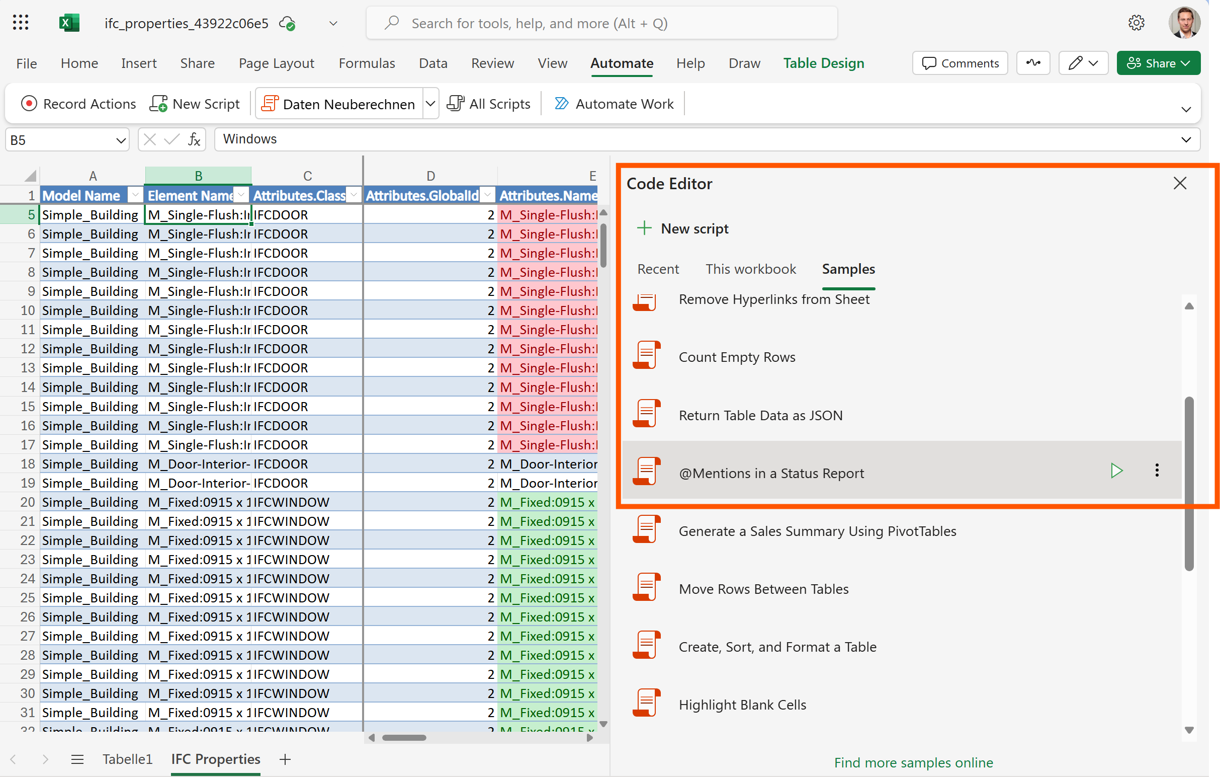 Add automated workflows to your IFC Excel Online Synchronization