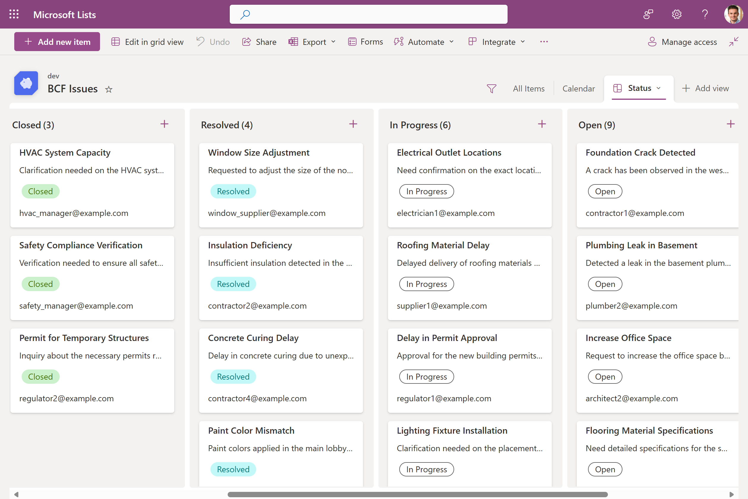 Kanban board view