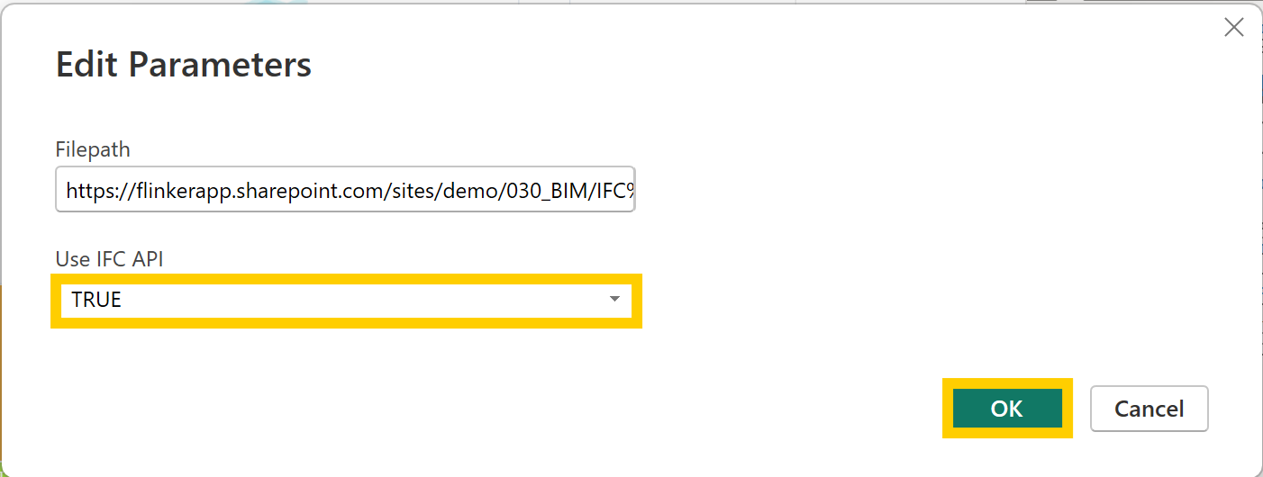Edit Parameters and enable IFC API