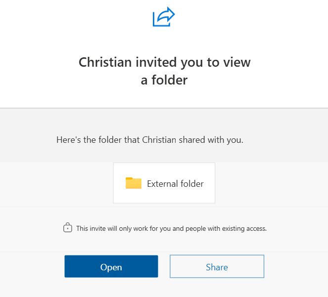 Folder invitation email
