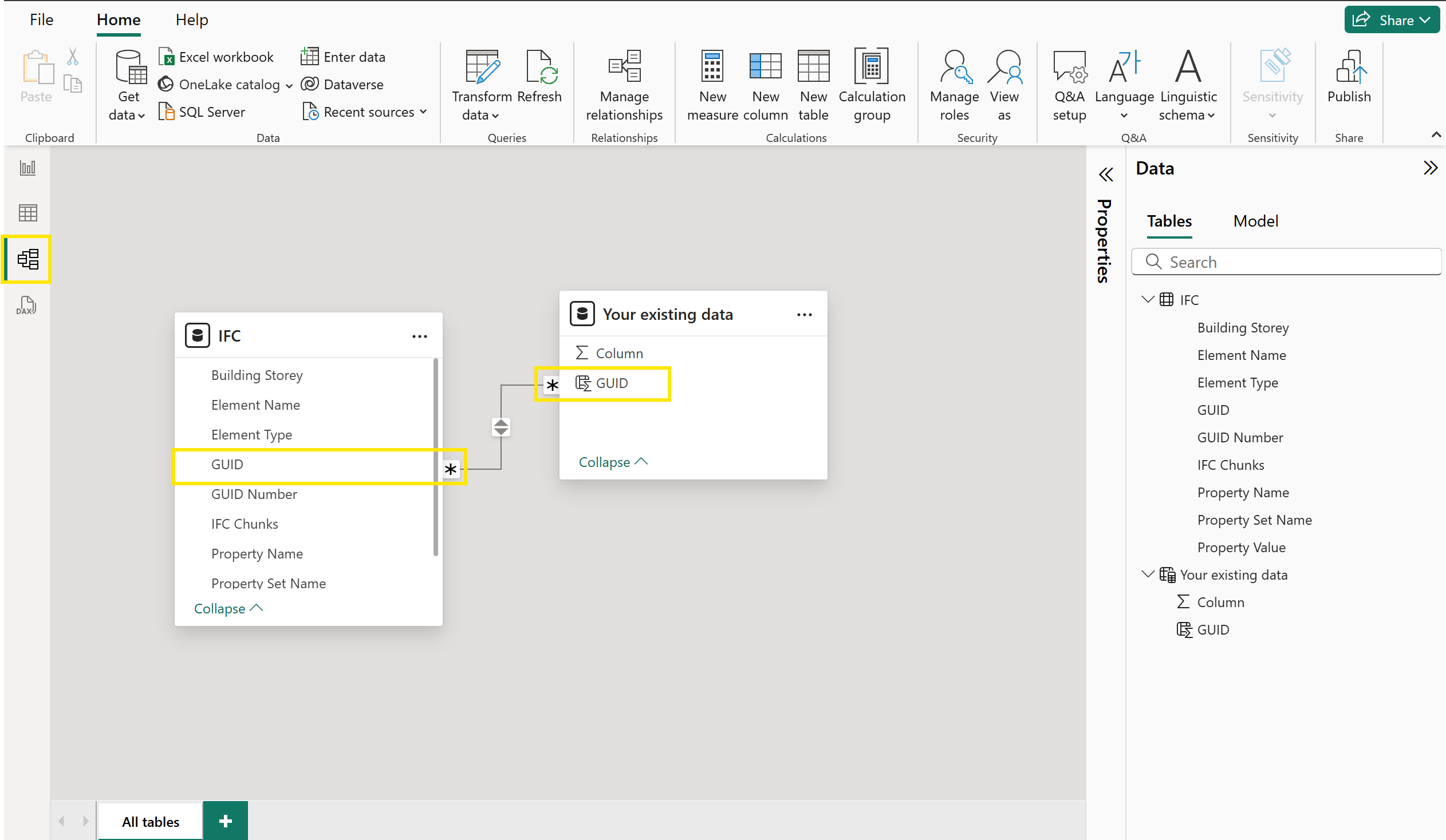 Link IFC Visual Data to Existing Data