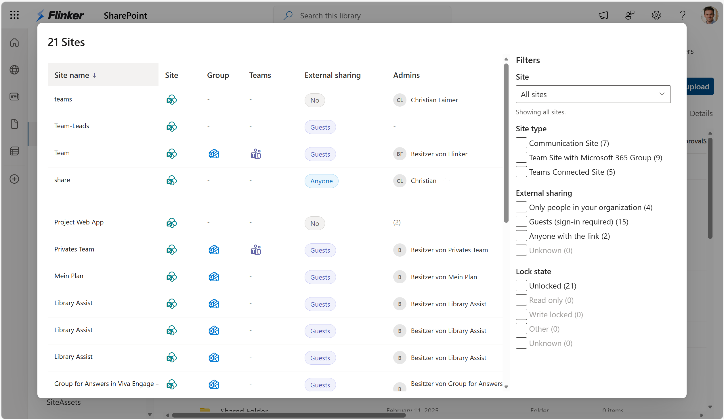 Permissions across sites overview in Protect