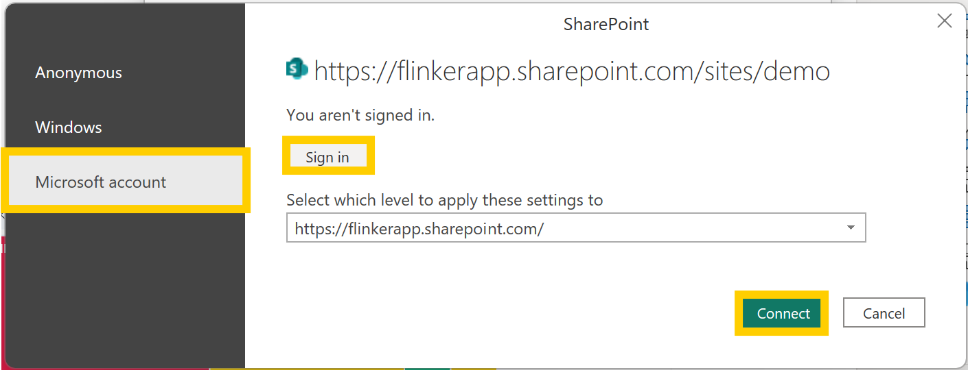 Sign in with your organization account