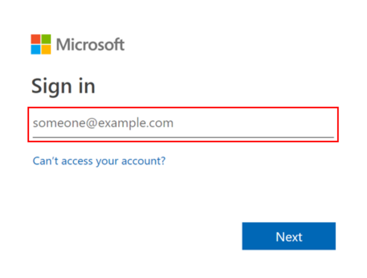 Enter your non-Microsoft email