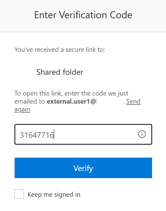Enter the code to access the secure link